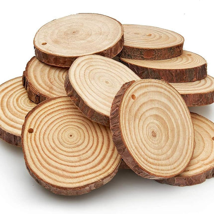 ARTEZA Rondelles de bois naturel, 45 pièces, 6,1-7,1 cm de diamètre, 1 cm d'épaisseur, disques ronds en bois de pin avec écorce pour l'artisanat, les décorations de Noël, les centres de table et la peinture, marron, petit