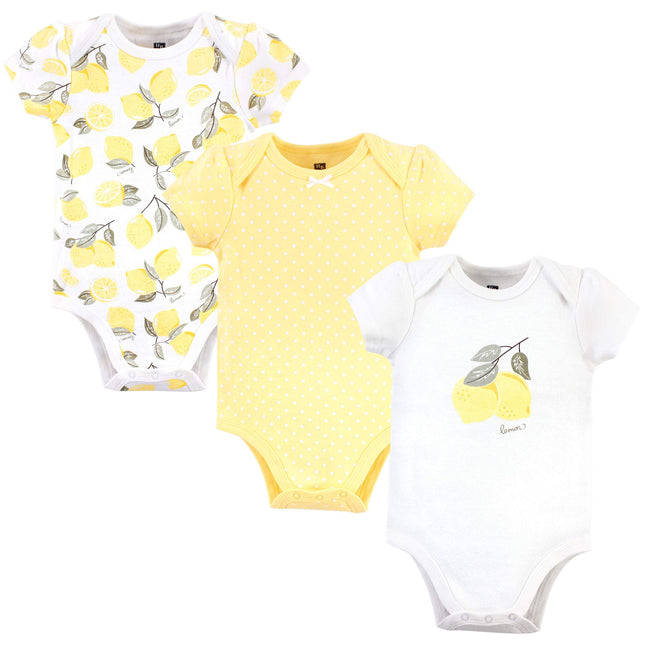 Hudson Baby Unisex Baby Cotton Bodysuits, Lemon, 9
