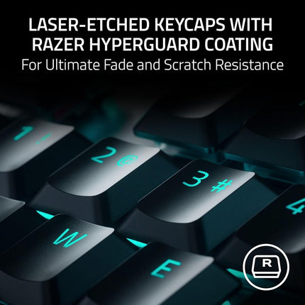 Teclado para juegos Razer DeathStalker V2: Switches ópticos de perfil bajo - Púrpura Clicky - Teclas recubiertas ultraduraderas - Placa superior de aluminio duradero - Rodillo multifunción y botón multimedia - Chroma RGB