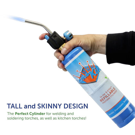 Flame King 1LB Empty Propane Welding Cylinder Tank, Reusable & Transportable - Safe and Legal Refill Option, 14.1 oz, Blue (2-Pk)
