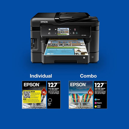 EPSON 127 DURABrite Ultra Ink Black & Color Combo Pack for NX-530, 625, WF-3520, 3530, 3540, 545, 60, 630, 633, 635, 645, 7010, 7510, 7520, 840, 845