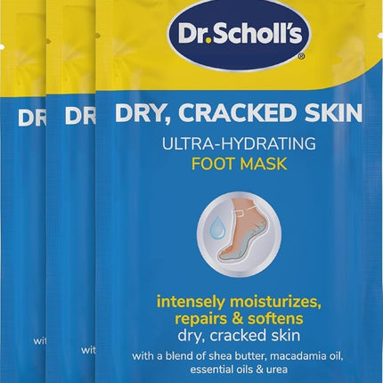 Dr. Scholl's Dry, Cracked Skin, Ultra Hydrating Foot Mask, 3 Pairs Moisturizing Socks: Intensely Moisturizes Repairs and Softens Rough Dry Skin with Urea & Essential Oils for Dry Cracked Feet