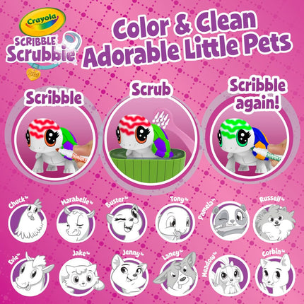 CRAYOLA Sribble Scrubbie Pets Mega Set 2.0, Color & Wash Creative Toy, Online for Kids, Age 3, 4, 5, 6