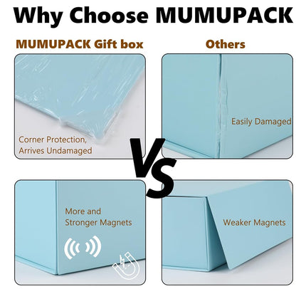 MUMUPACK Light Blue Gift Box,16x14x5.3 Large Gift Boxes With Lids For Presents Includes Ribbon And Diy Printable Sticker Paper,Bridesmaid Proposal Box,Magnetic Gift Box For Birthday,Wedding,Graduation