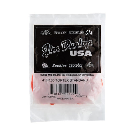 Dunlop 418R Tortex Guitar Picks (pack of 72) - Orange 0.60mm