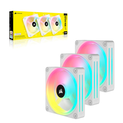Ventilateurs RGB Corsair iCUE LINK QX120 RGB 120mm à dôme magnétique - Kit de démarrage triple ventilateur avec concentrateur système iCUE LINK - Blanc