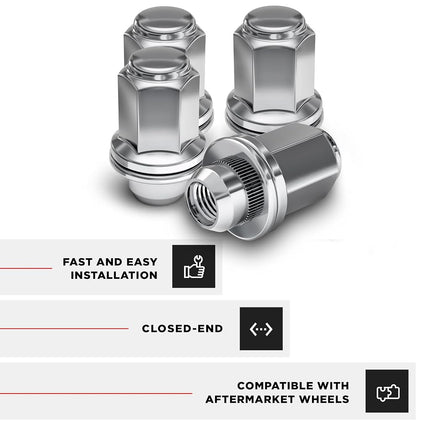 White Knight 5307L-4 Chrome M12 x 1.50 OEM-Style Long Mag Lug Nut with Washer for Toyota Tacoma, 4 Pack