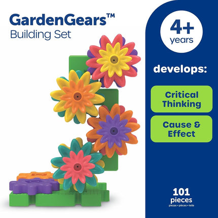 Learning Resources GardenGears Building Set, Ages 4+, Creative Gear Building Toy, Build a Colourful Spinning Garden While Developing Thinking and Fine Motor Skills