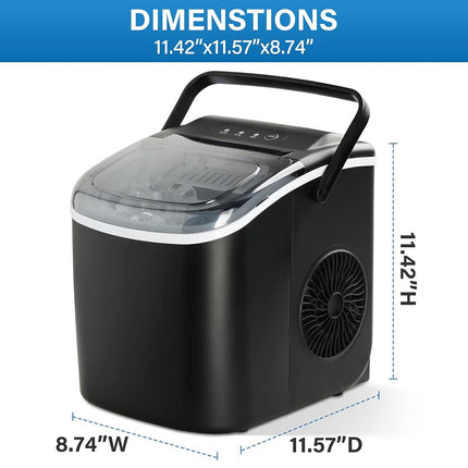 Simple Deluxe Ice Maker Machine for Countertop, 26lbs Ice/24Hrs, 9 Ice Cubes Ready in 6 Mins, Portable Self-Clean Electric Ice Machine with Scoop and Basket, 13.7lbs, for Home Kitchen Office Bar Party