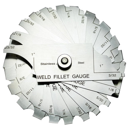 RIVERWELD 12 Piece Fillet Weld Set 1/32" increments to 1/2", 1/16" increments to 1" Welding Inspection Test Ulnar RL Gauge