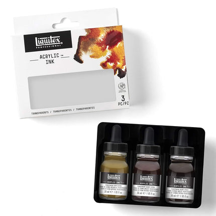Liquitex Professional Acrylic Ink, Set of 3 x 30 Transparent Colours
