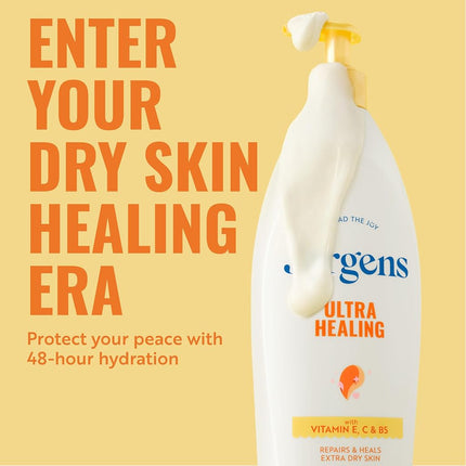 Jergens Ultra Healing Dry Skin Lotion, Hand and Body Moisturizer for Quick Absorption into Extra Dry Skin with Hydralucence Blend, Vitamins C, E and B5, White, 32oz