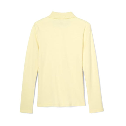French Toast Big Girls' Long Sleeve Interlock Polo with Picot Collar, Yellow, 14