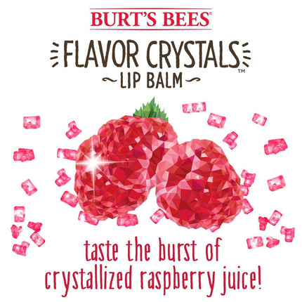 Bálsamo Labial 100% Natural Burt's Bees Flavor Crystals, Frambuesa Roja con Cera de Abejas y Extractos de Frutas - 1 Tubo, 0.16 onzas