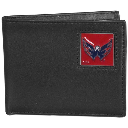 NHL Washington Capitals Leather Bi-Fold Wallet Packaged in Gift Box, Black