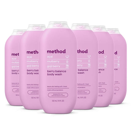 Method Body Wash, Berry Balance, 18 oz, 6 pack, Pa
