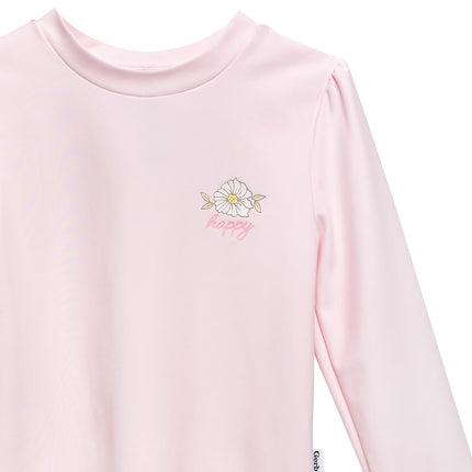 Conjunto de traje de baño de dos piezas de Gerber para niña, manga larga, protección contra sarpullidos, diseño de peonías, 12 meses