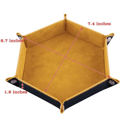 SIQUK 4 Pieces Dice Tray Set Foldable Dice Trays Hexagon Dice Rolling Tray PU Leather Dice Holder for Dice Games Like RPG, DND and Other Table Games(Orange, Yellow, Cyan, Violet)