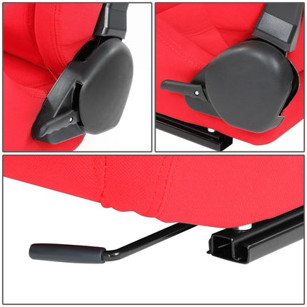DNA MOTORING Sièges baquets de course universels inclinables avec glissières de montage inférieur, 21,5" L x 21,5" P x 35" H, Rouge, RS-JBR-005-RD