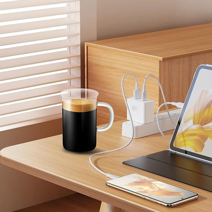 Tazas de café de cristal LUXU de 473 ml, juego de 2 tazas de café grandes de cristal transparente, vasos de té helado, vasos sin plomo para agua, capuchino, latte, cereales, yogur, leche - Diseño de fondo plano