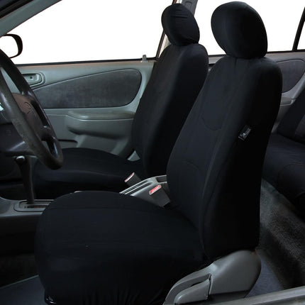 FH GROUP FH-FB050115 + F14403 Full Set Flat Cloth Car Seat Covers with Premium Carpet Floor Mats, Solid Black- Fit Most Car, Truck, Suv, or Van