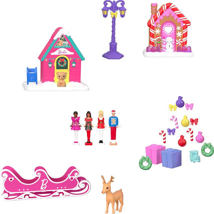 Barbie Mini Barbie Land Collectible 2025 Advent Calendar with 1.5-Inch Dolls & 24 Days of Surprises, Winter Village Play Areas for Storytelling Fun