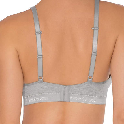 Fruit of the Loom Women's Wirefree Cotton Bralette Bra, Opaque, Heather Grey/White, 36D