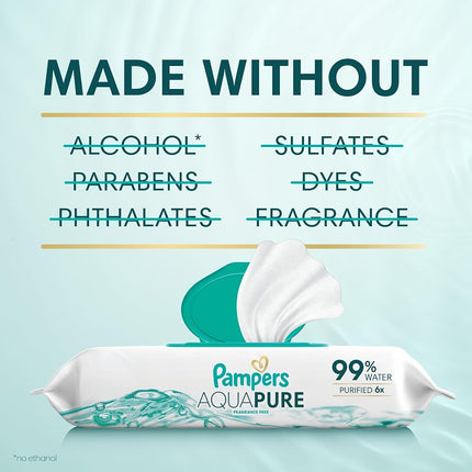 Pampers Aqua Pure Sensitive Baby Wipes 12X Pop-Top 672 Count