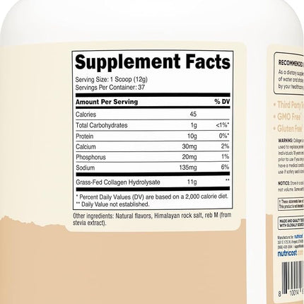 Nutricost Grass-Fed Collagen Powder Vanilla Flavored, 1 LB