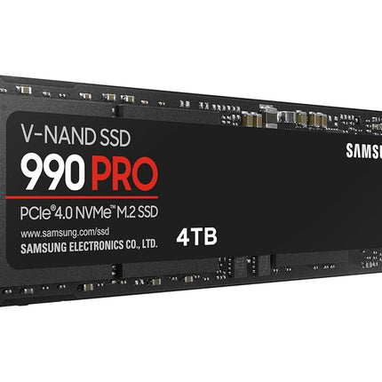 Samsung 990 PRO NVMe M.2 SSD, 4 TB, PCIe 4.0, 7,450 MB/s read, 6,900 MB/s write, Internal SSD, For gaming and video editing, MZ-V9P4T0BW
