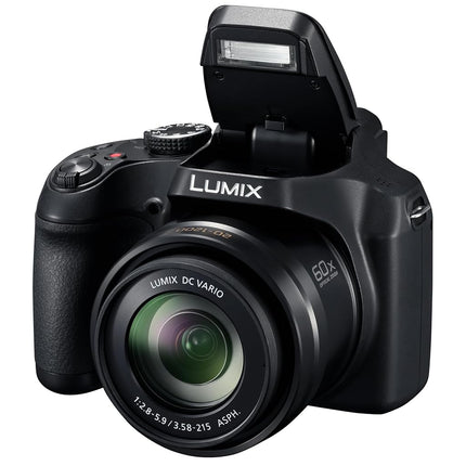 Cámara digital Panasonic LUMIX FZ80D de apuntar y disparar con grabación de video/foto 4K y estabilizador óptico de imagen Power, cámara para vlogging con zoom óptico de 60x y lente gran angular de 20-1200 mm - DC-FZ80D