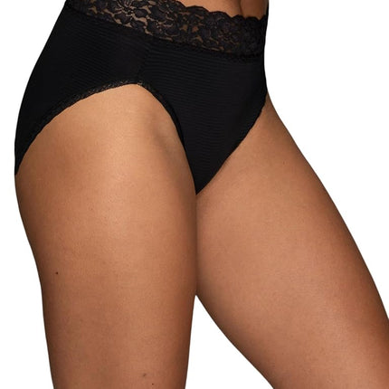 Vanity Fair Women's Flattering Lace Panties, Hi Cut - Black Stripe, XX-Large