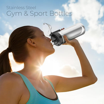 SipX™ Triple-Insulated Stainless Steel Water Bottle - 18oz. With Straw Lid, BPA-Free Reusable Insulated Water Bottle Keeps Cold For 12 Hours, Metal Water Bottle Made Of Sustainable Material For Hiking