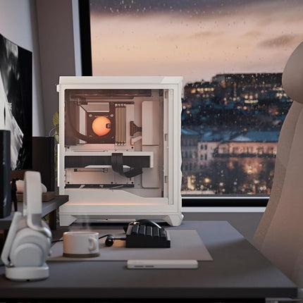 Fractal Design Meshify 3 RGB White Tempered Glass Clear Tint - High Airflow PC Gaming Case - Mesh Front Panel - Three ARGB Momentum 14 Gen 2 Fans Included