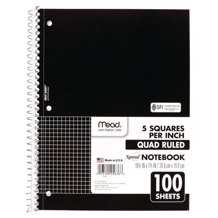 Mead Spiral Notebook, 1 Subject, Graph Ruled Paper