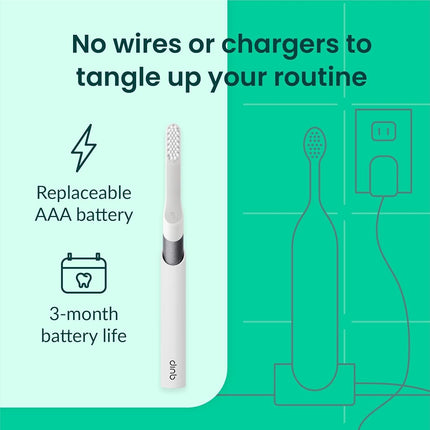 quip Electric Toothbrush for Adult - Sonic Toothbrush with Travel Cover and Mirror Holder, Soft Bristles, Timer and Metal Handle - Slate
