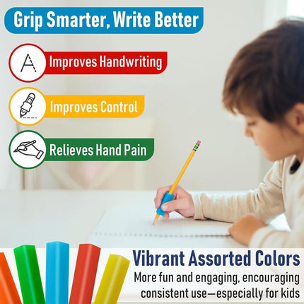 The Pencil Grip The Classics 12-Pack Triangle Pencil Grips, Assorted Bright Colors, 1.75-Inch Long (TPG-16212)