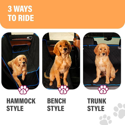 Dog Back Seat Cover Protector Waterproof Scratchproof Nonslip Hammock for Dogs Backseat Protection Against Dirt and Pet Fur Durable Pets Seat Covers for Trucks & SUVs (XL, Blue)