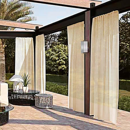 SpaceDresser Waterproof Outdoor Sheer Curtains for Patio - 2 Panels Rod Pocket Indoor Voile Sheer Curtain for Living Room,52W x 96L inch, Beige