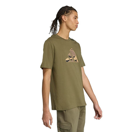 adidas Men's Camouflage Graphic T-Shirt, Olive Strata/Logo, Small Tall