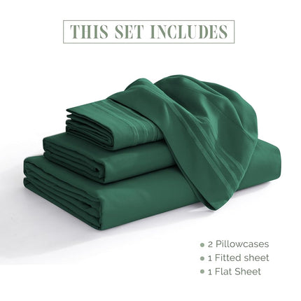 Elegant Comfort Luxury Soft 1500 Thread Count Egyptian 4-Piece Premium Hotel Quality Wrinkle Resistant Coziest Bedding Set, All Around Elastic Fitted Sheet Deep Pocket up to 16inch, Queen Hunter Green