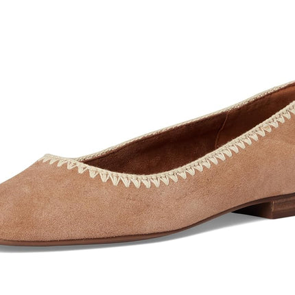 TOMS Women's Briella Ballet Flat, Brown Sugar Suede/Deco Stitch, 3 UK