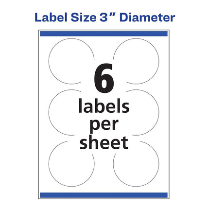 Avery Round Labels with Sure Feed, 3" Diameter, 600 Glossy White Labels (36503)