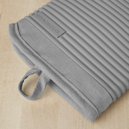 KitchenAid Kitchen Aid Ribbed Soft Silicone Oven Mitt Set, 7"x13", Grey