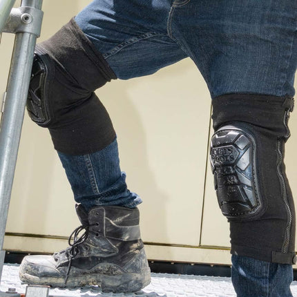 KLEIN TOOLS 60630 Tough-Flex Knee Sleeves for Work, Construction, Low-Profile Sleeve with Zipper, Gel-Like Foam, Black, L/XL