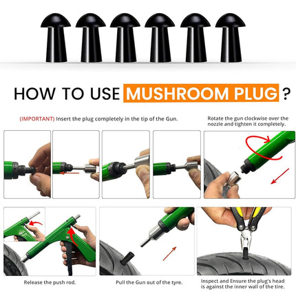 Grand Pitstop Tire Puncture Repair Kit with 15 Mushroom Plugs