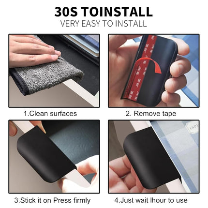 Cekikibi 5 Pack Adhesive Edge Finger Pulls for Cabinets，Kitchen Aluminium Alloy Concealed Drawer Pulls No Drilling Required Flat Stick On Cabinet Handles (Black, 5.9" Overall Length)