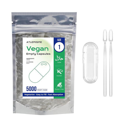 Empty Capsules Size 1 5000 Count,Clear Empty Vegan