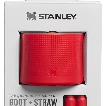 Stanley Quencher Boot and Straw Cover Cap | Anti-Slip Silicone Protector for 20 & 30 oz Tumbler with Handle | Accessory Set for Stainless Steel Drinking Cup | BPA-Free | Chili Red