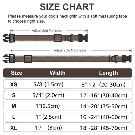Joytale Reflective Dog Collar, Adjustable Neoprene Padded, Brown L